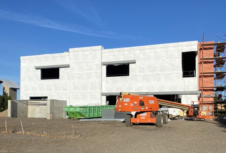 Large commercial building that is being built and prepared for siding installation in Apple Valley, MN.